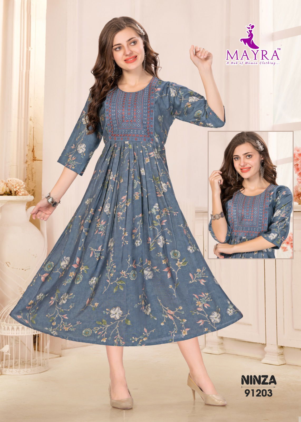 Ninza By Mayra Vertican Modal Printed Anarkali Kurtis Wholesale In Delhi